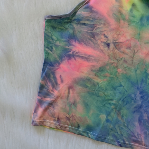Neon tie dye halter tank top - Picture 4 of 5